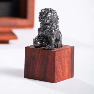 Chinese Forbidden City tungsten lion rare sandalwood customized seal stamp